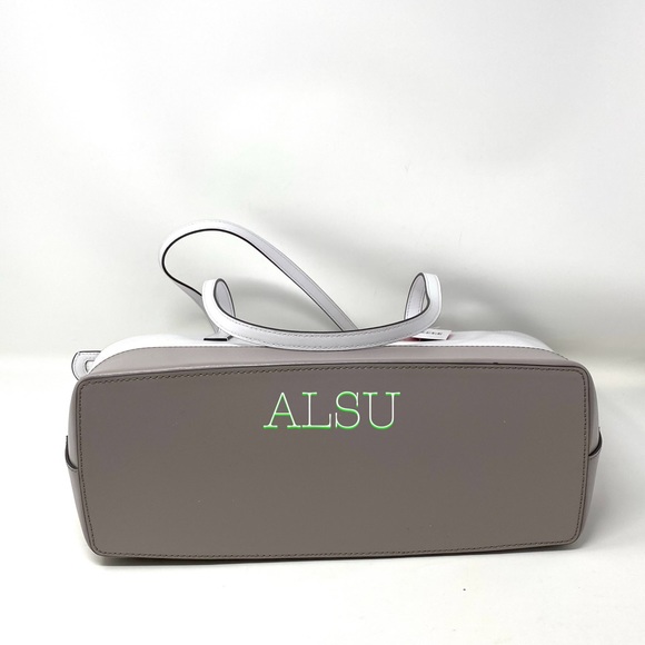 Kate ♠️ Spade Briel Large Tote Leather White Grey - Picture 7 of 10